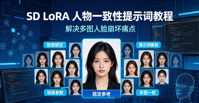 SD LoRA人物一致性提示词教程，解决多图人脸崩坏痛点