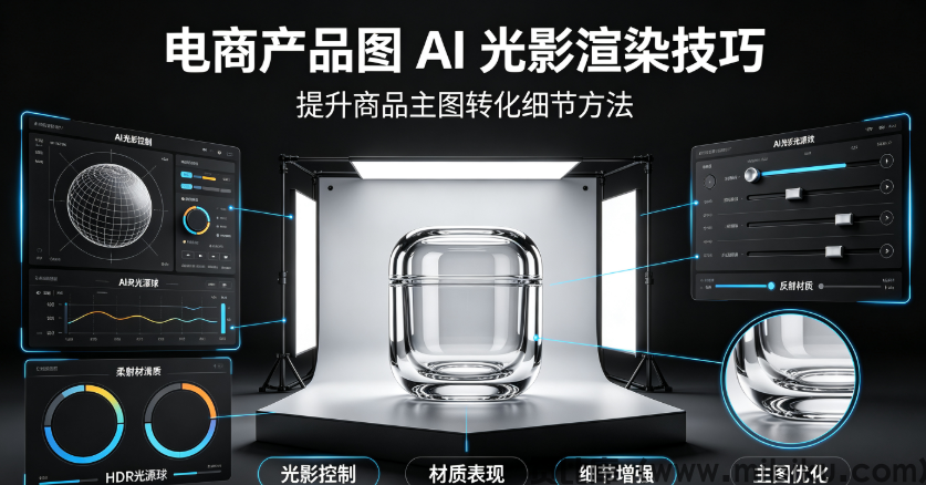 电商产品图AI光影渲染技巧，提升商品主图转化细节方法