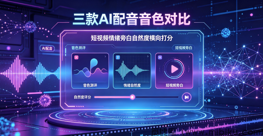 三款AI配音音色对比，短视频情绪旁白自然度横向打分