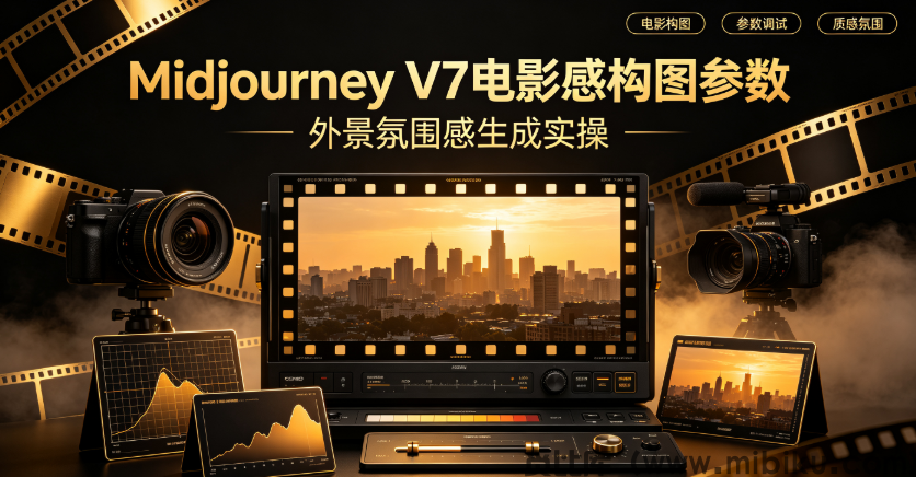 Midjourney V7电影感构图参数，外景氛围感生成实操