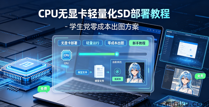 CPU无显卡轻量化SD部署教程，学生党零成本出图方案