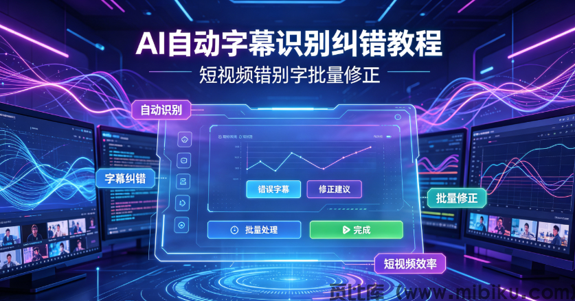 AI自动字幕识别纠错教程，短视频错别字批量修正