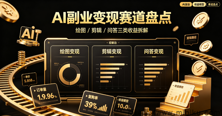 AI副业变现赛道盘点，绘图 / 剪辑 / 问答三类收益拆解